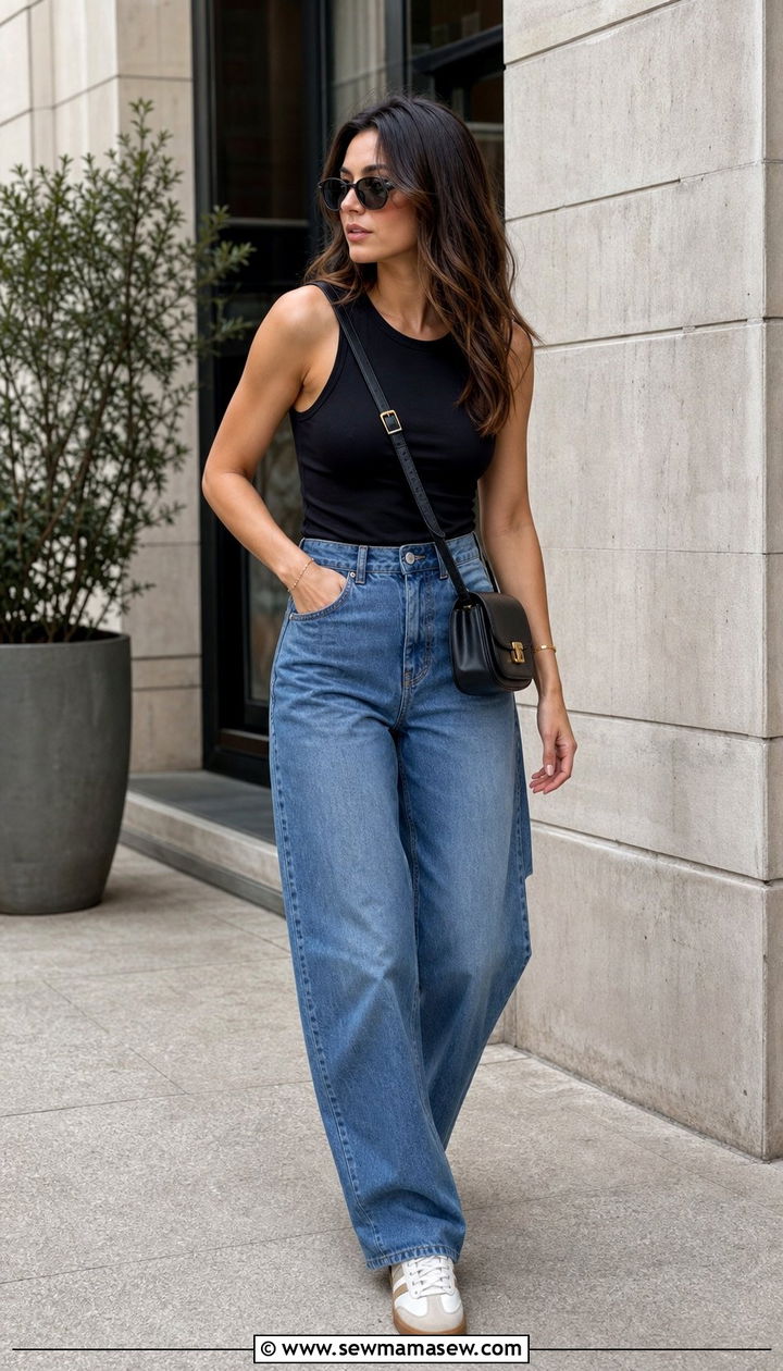 Fitted Tank and Barrel Leg Jeans Spring Outfit - 25 Effortless spring outfit ideas 2026