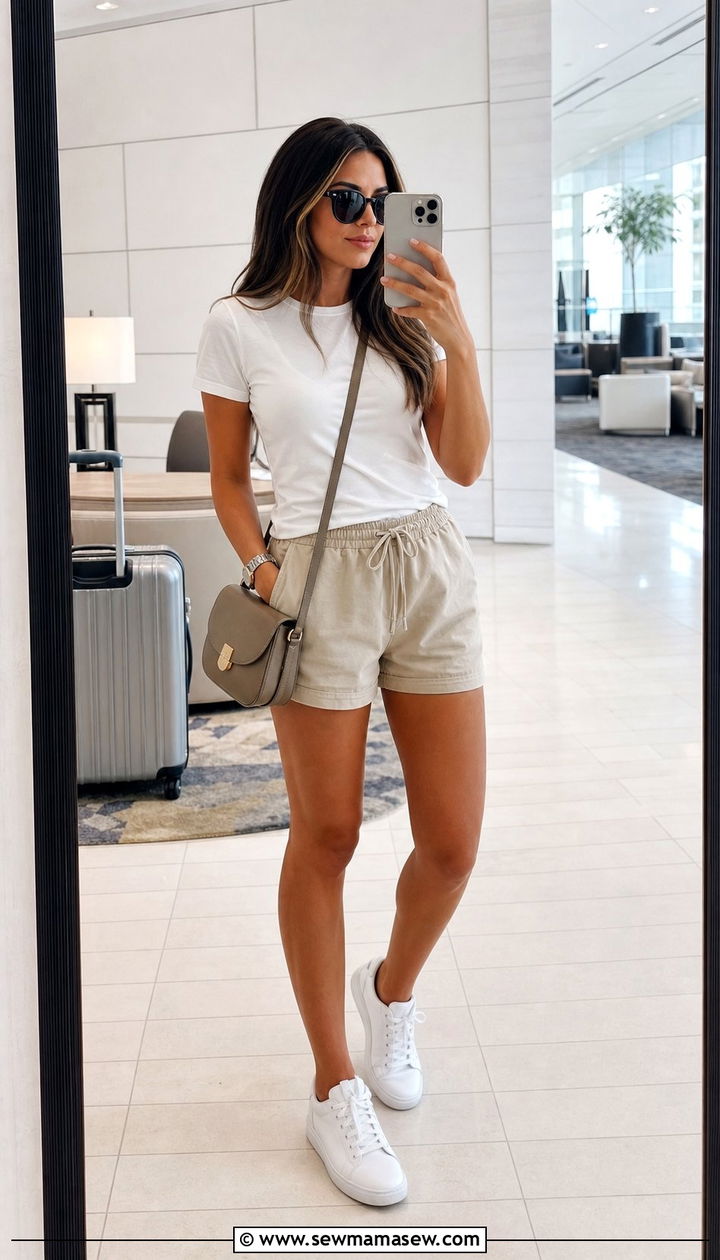 Fitted Tee With Drawstring Shorts - 25 summer outfits 2026 women casual