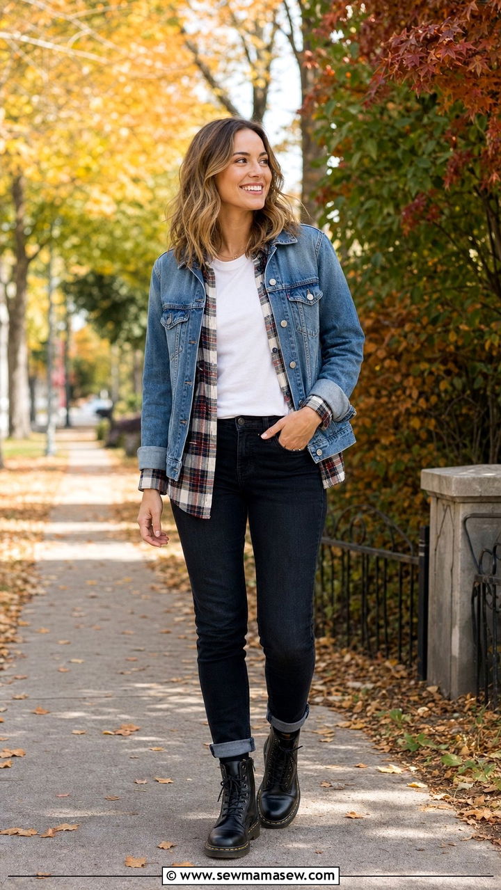 Flannel Shirt And Denim Jacket Book Club Outfit - 35 Book club outfit ideas
