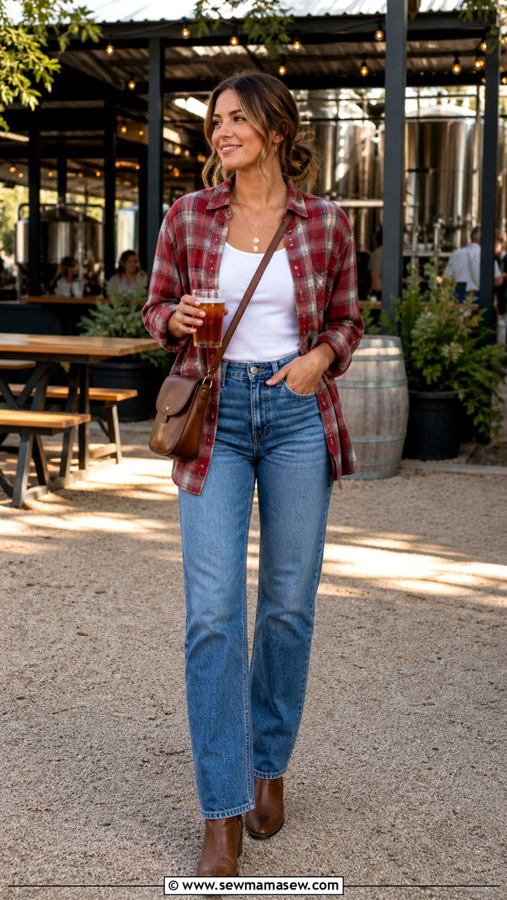 Flannel Shirt and Jeans Austin Brewery - 40 What to wear in Austin
