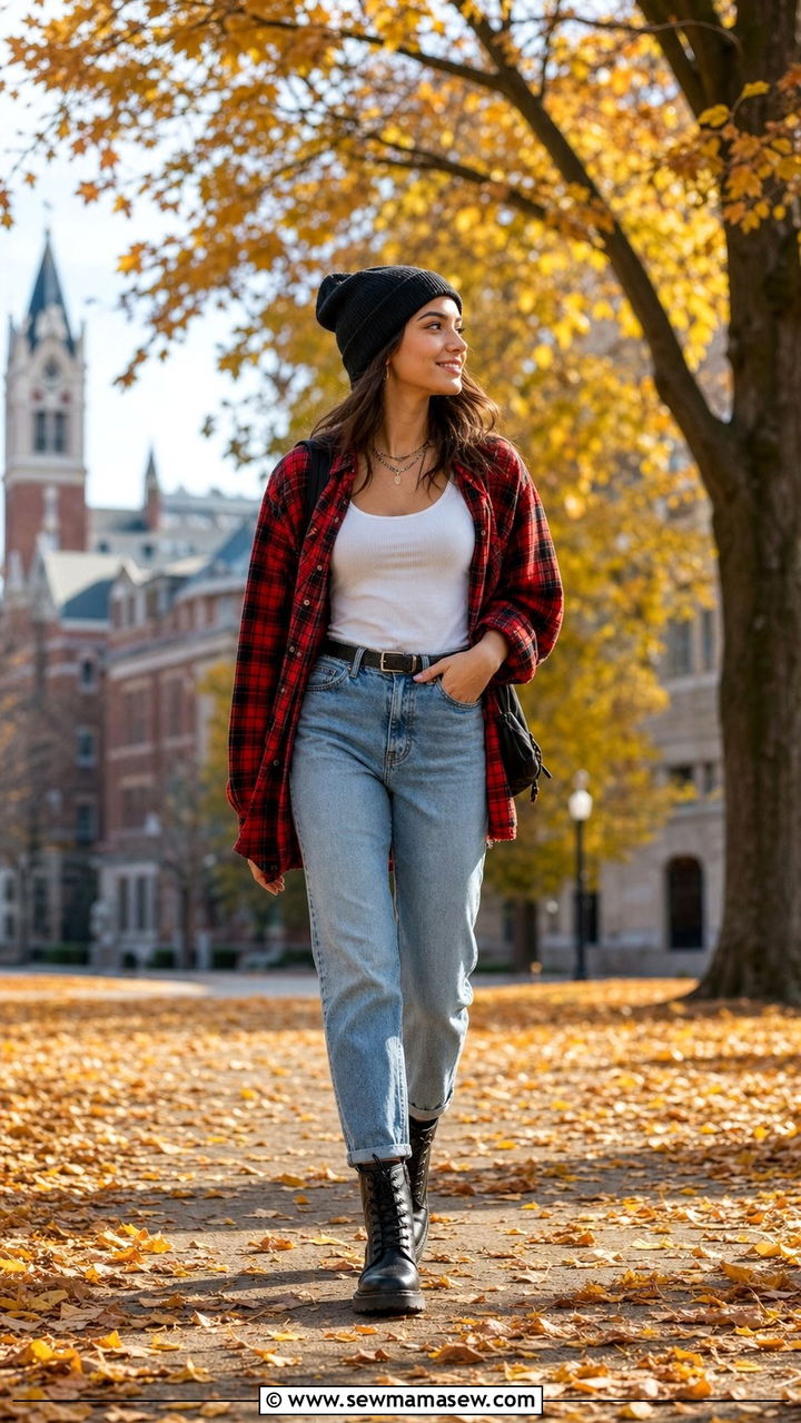 Flannel Shirt and Jeans Outfit - 35 casual college outfits