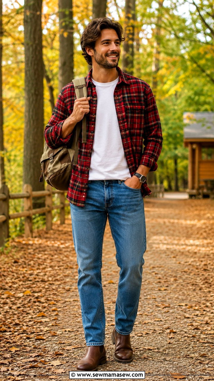 Flannel Shirt with Non Distressed Jeans Outfit - 30 Non distressed jeans outfit ideas