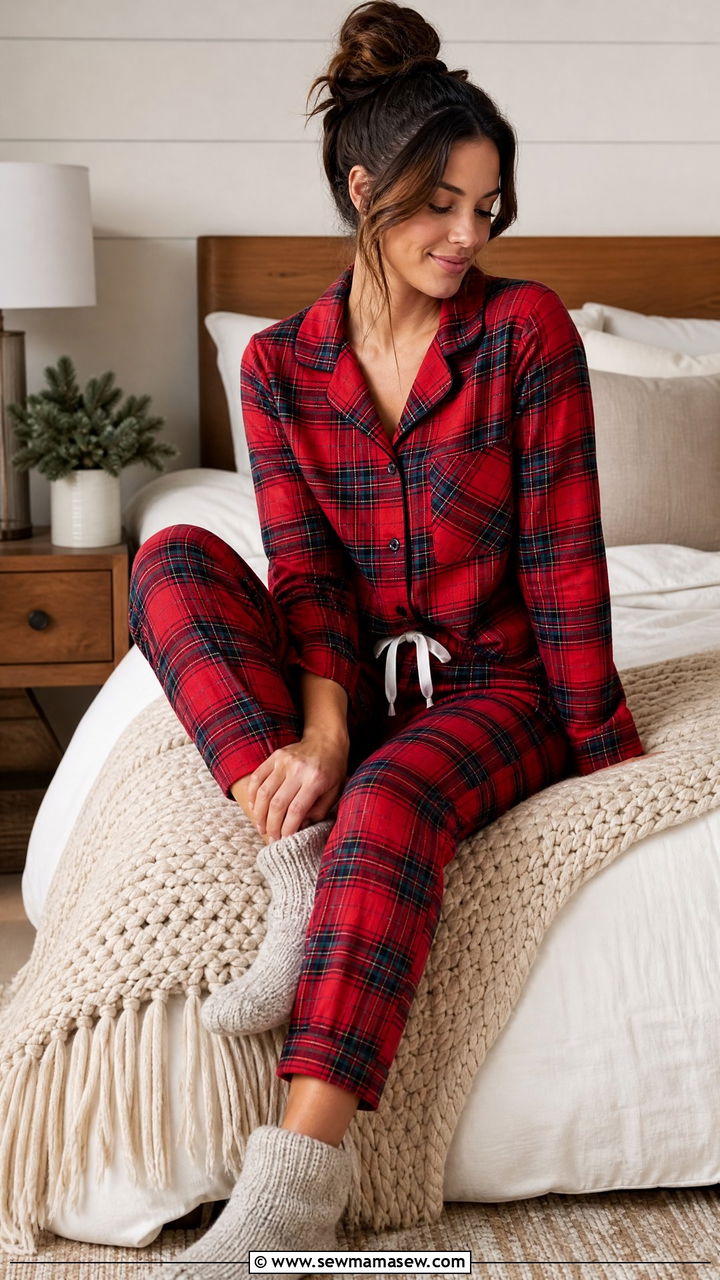 Flannel pajama set - 30 Cozy at home outfit ideas