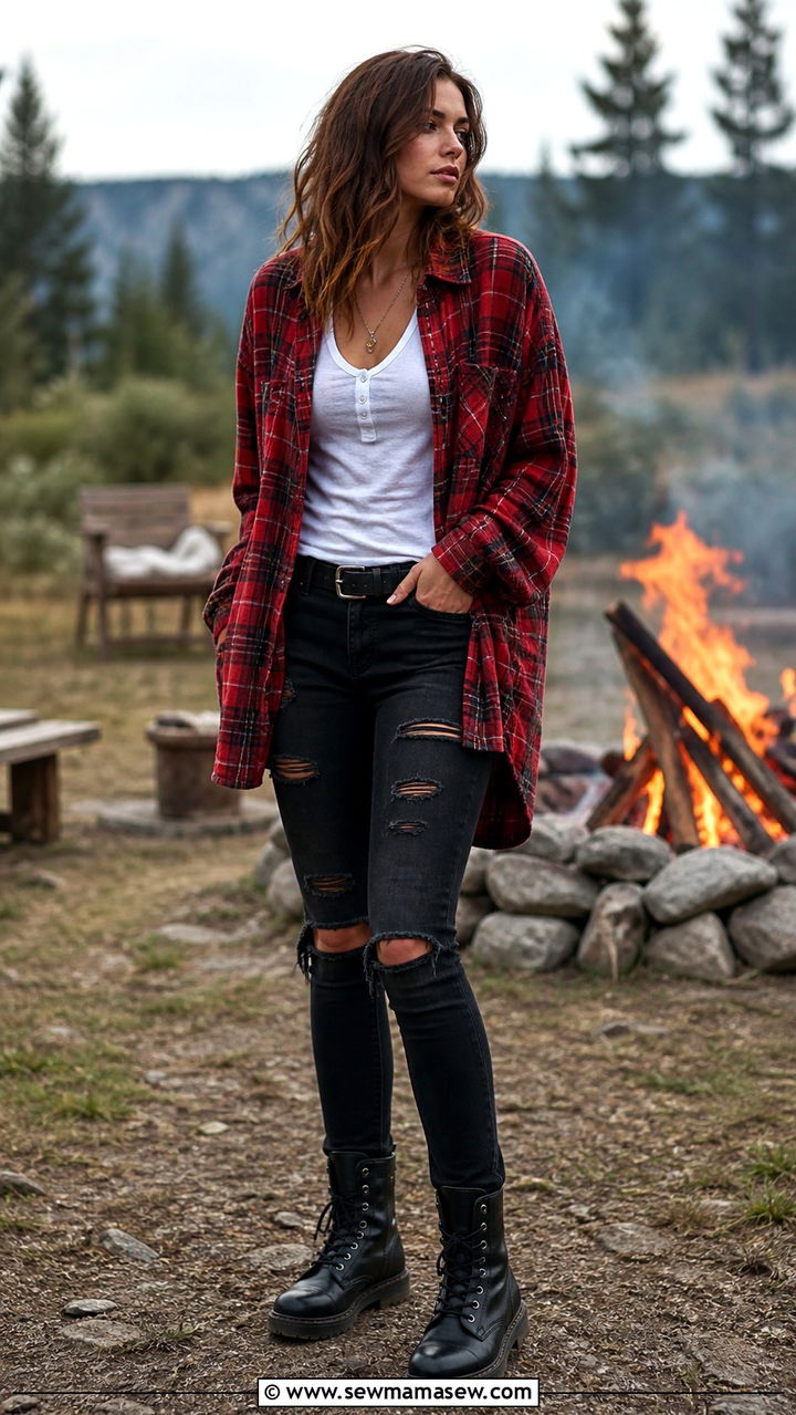 Flannel shirt with combat boots outfit - 40 Combat boots outfit ideas