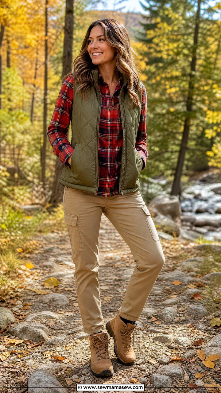 Flannel with a quilted vest and utility trousers - 35 How to style a flannel shirt