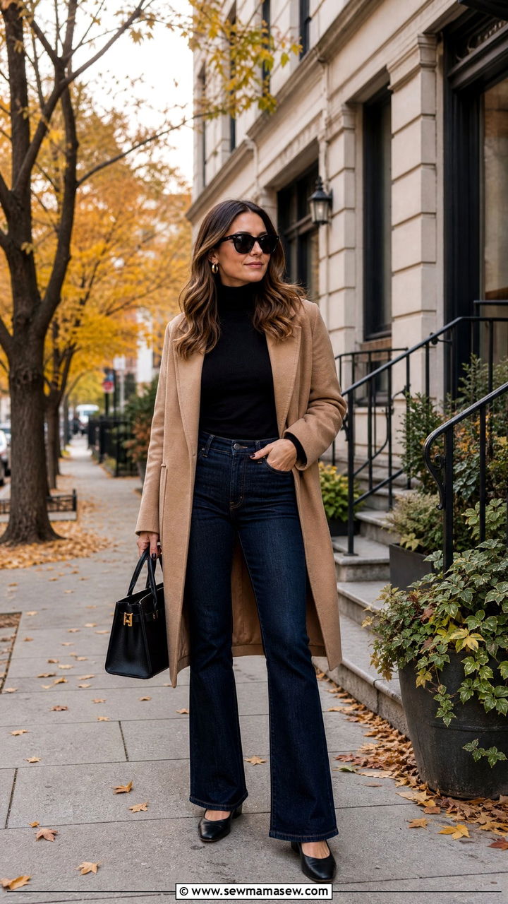 Flare Jeans With Turtleneck And Ballet Flats - 30 Flare jeans outfit ideas with flats