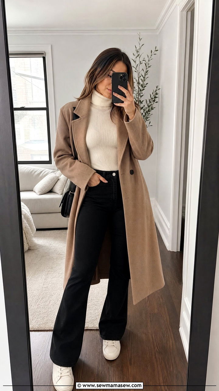 Flare Jeans With White Sneakers And Turtleneck - 25 Flare jeans outfit ideas with white sneakers