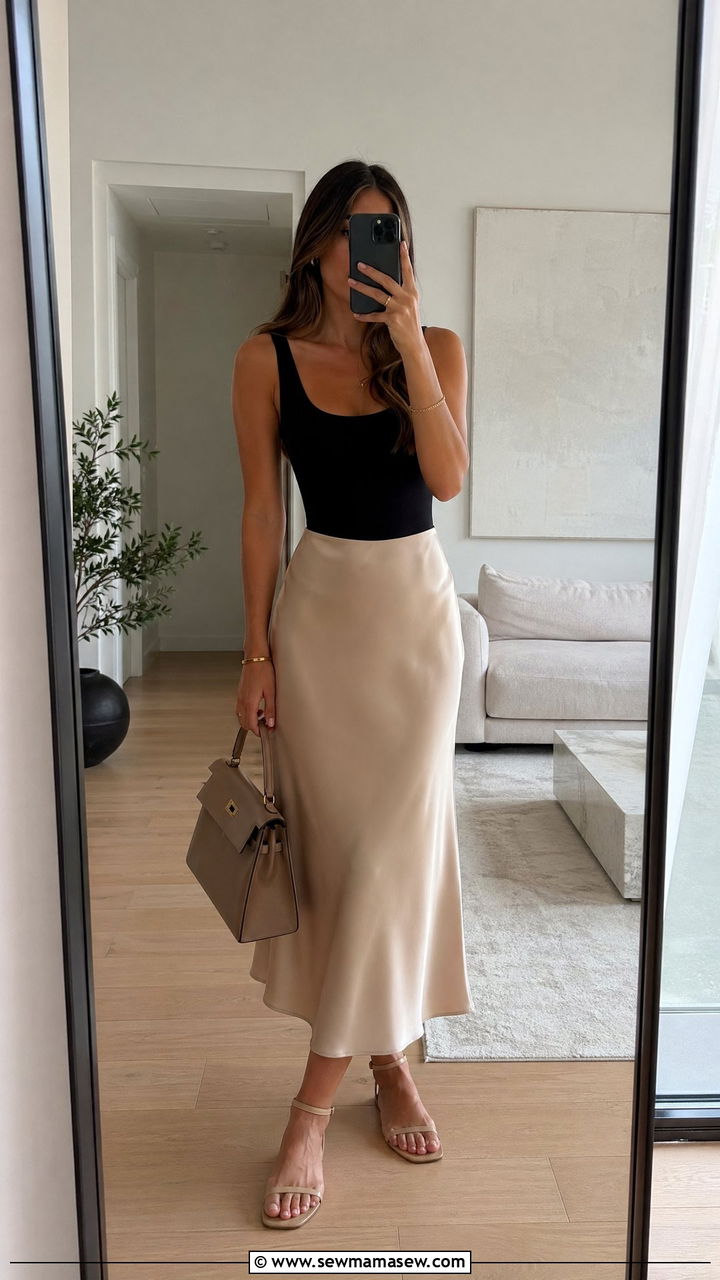 Flat Sandals with Midi Skirt - 35 flat sandals outfit ideas