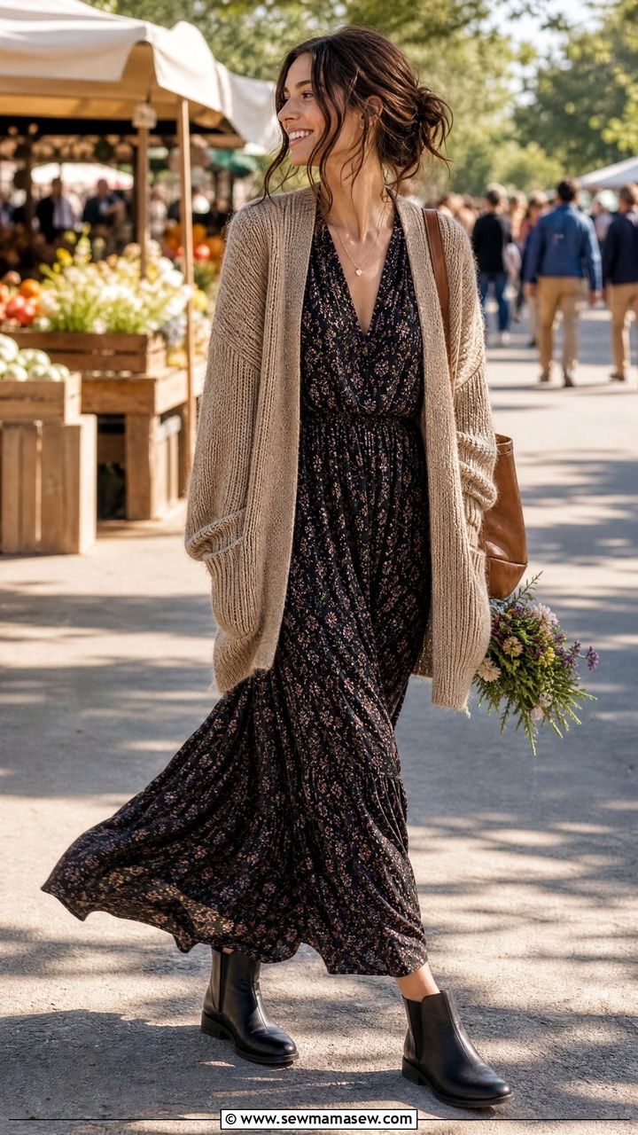 Flat ankle boots with maxi dress outfit - 35 How to style ankle boots