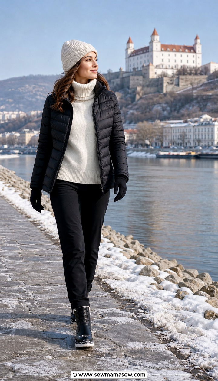 Fleece Lined Trousers Cashmere Turtleneck And Puffer Danube Cruise - 25 Danube cruise outfit ideas