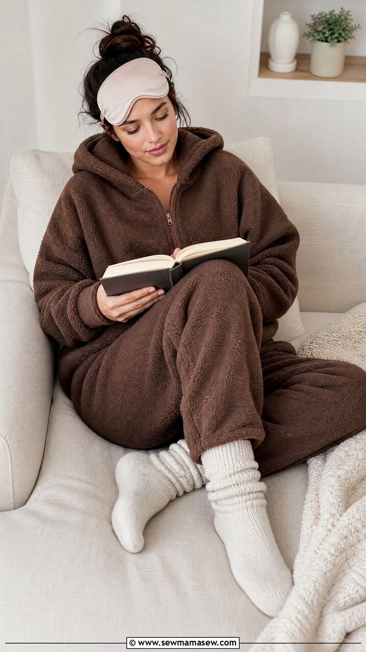 Fleece Onesie And Chunky Socks - 30 Cozy reading outfit ideas