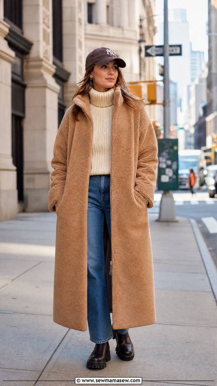 Fleece Robe as Outerwear with Jeans and Boots - 30 Fleece robe outfit ideas