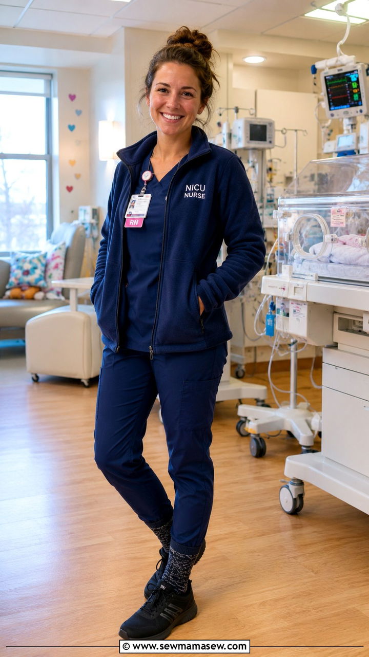 Fleece Warm Up Jacket With Matching Scrub Pants - 20 Nicu nurse outfit ideas