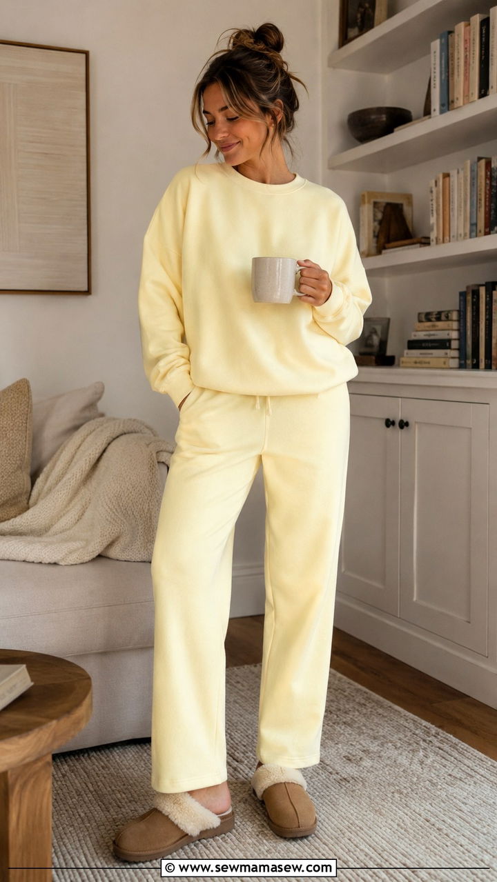 Fleece crewneck and straight leg sweats - 30 Cute work from home outfits