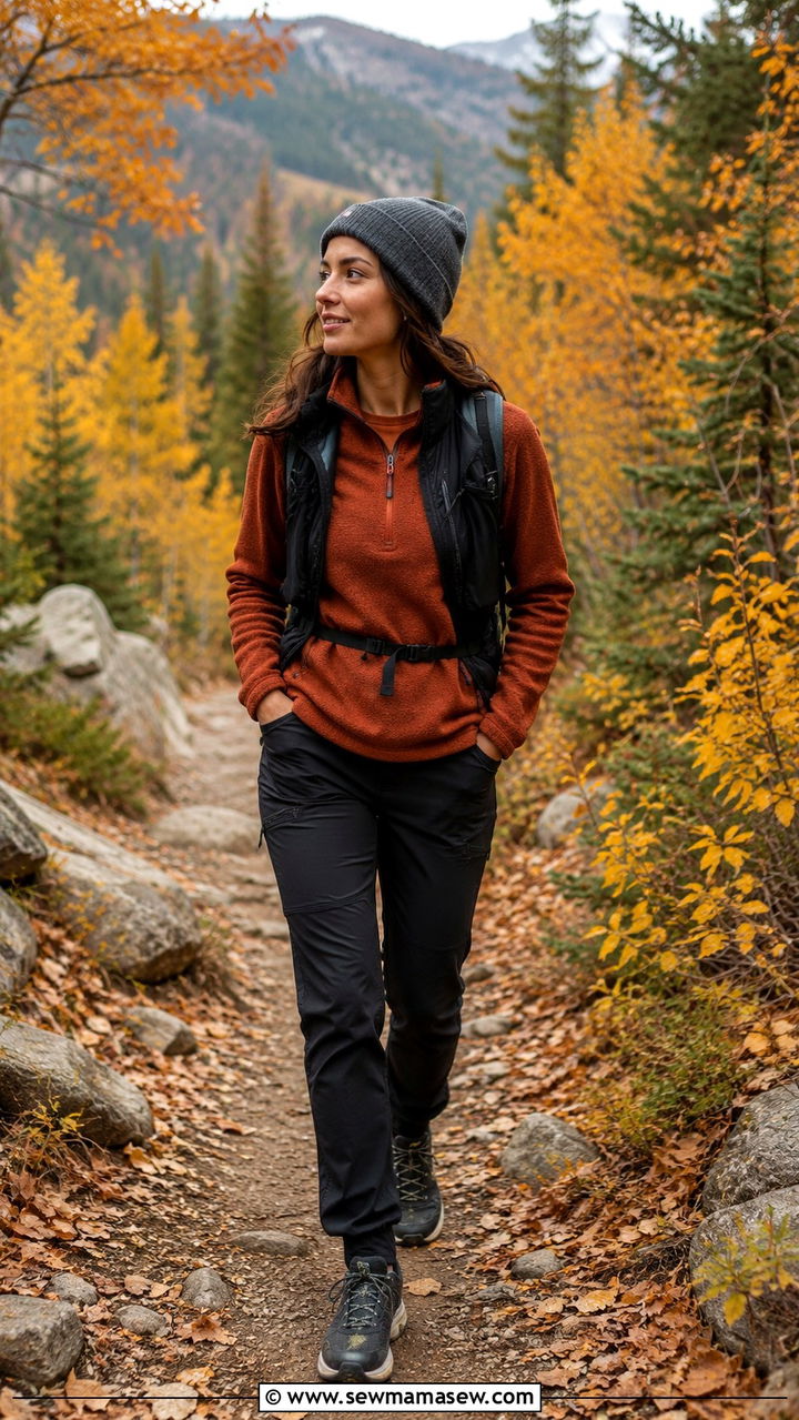 Fleece half zip and trekking trousers backpacking outfit - 20 Backpacking outfit ideas
