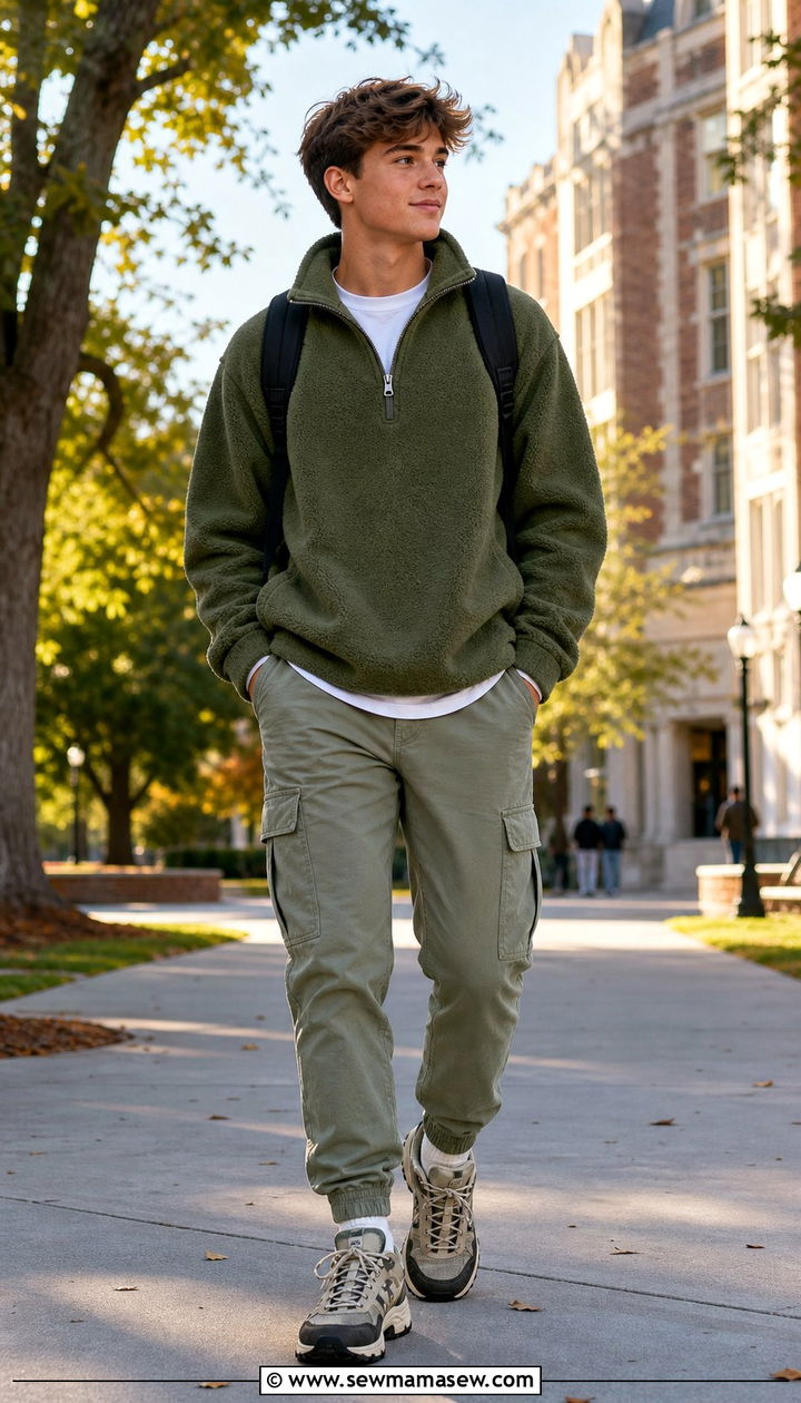 Fleece pullover and cargo joggers outfit school - 35 Back to school outfit ideas 9th grade