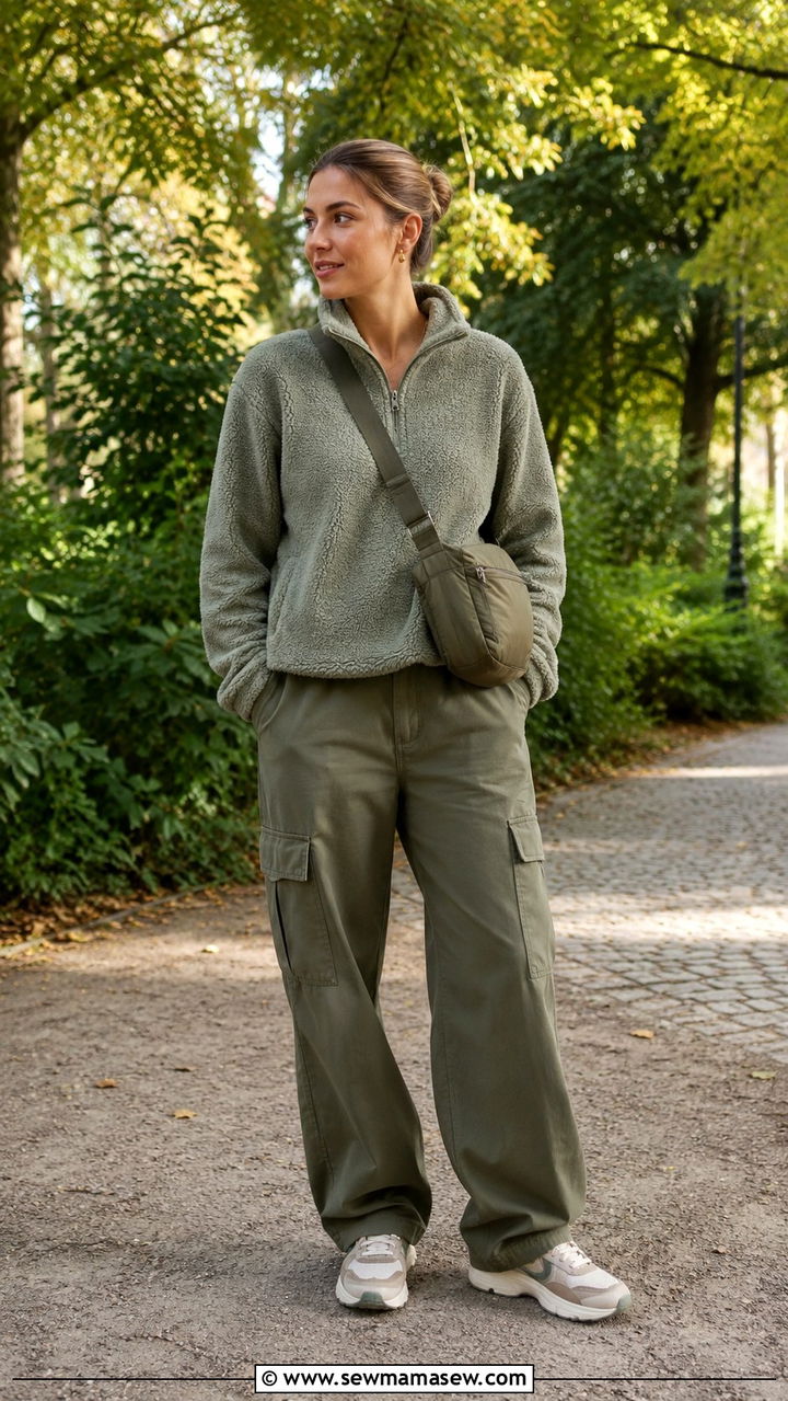 Fleece pullover and cargo trousers - 30 Danish cozy outfit ideas