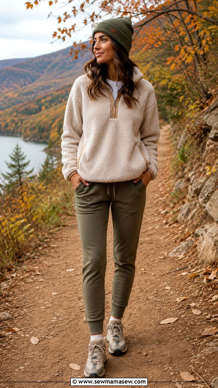 Fleece pullover with tapered joggers - 30 Loungewear outfit ideas for weekend
