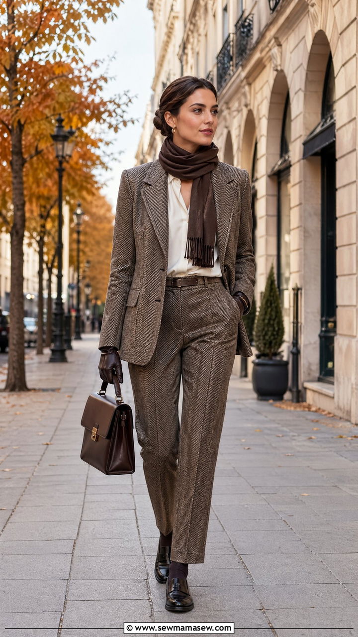 Flight Attendant Tweed Blazer and Trousers - 35 Flight attendant outfit ideas