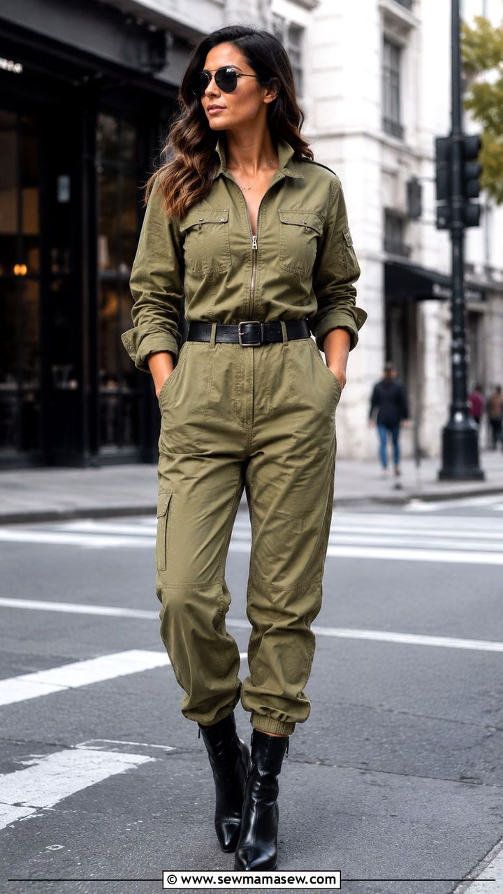 Flight Suit Jumpsuit With Heeled Boots - 25 Pilot outfit ideas