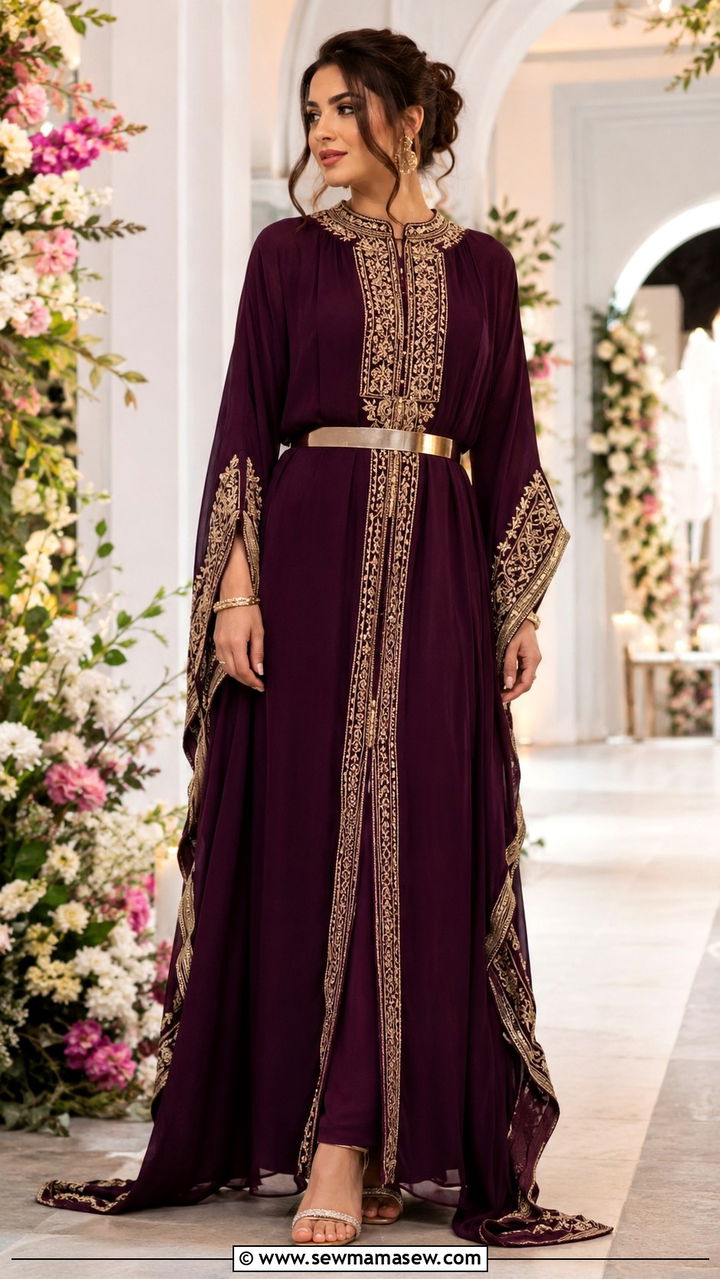 Floor Length Kaftan Dress - 20 Modest outfit ideas for Henna night