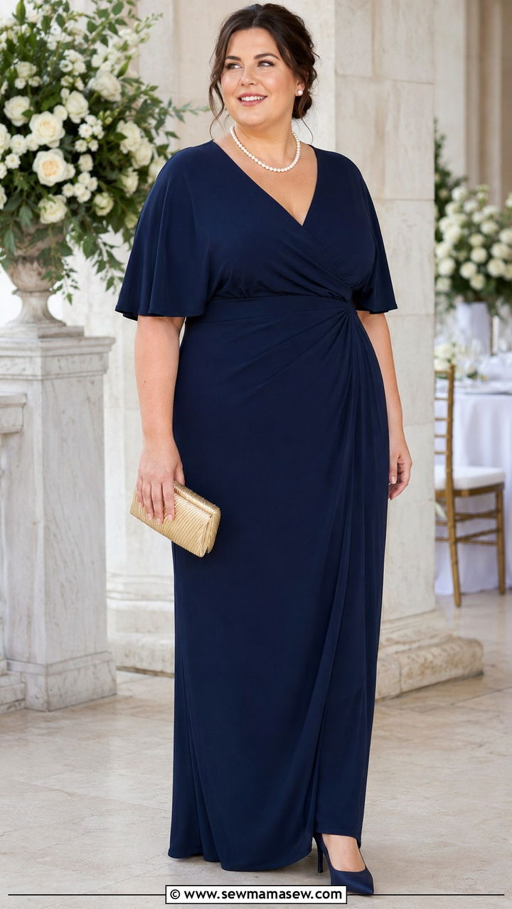 Floor Length Navy Gown for Wedding Guest - 30 Old money outfits plus size