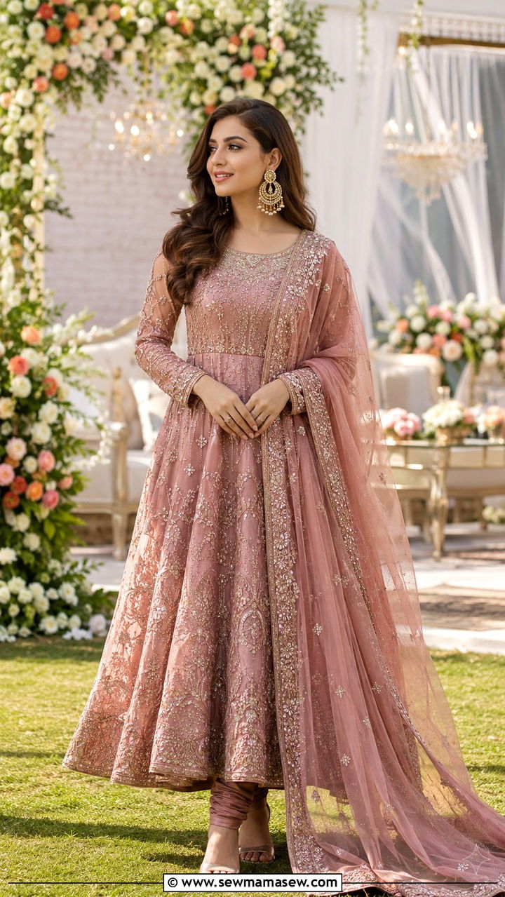 Floor length anarkali outfit for Walima - 25 Wedding guest outfit ideas Walima ceremony