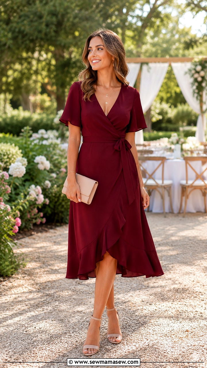 Floral A Line Midi Dress with Strappy Heels - 25 Wedding guest outfit ideas A line dress