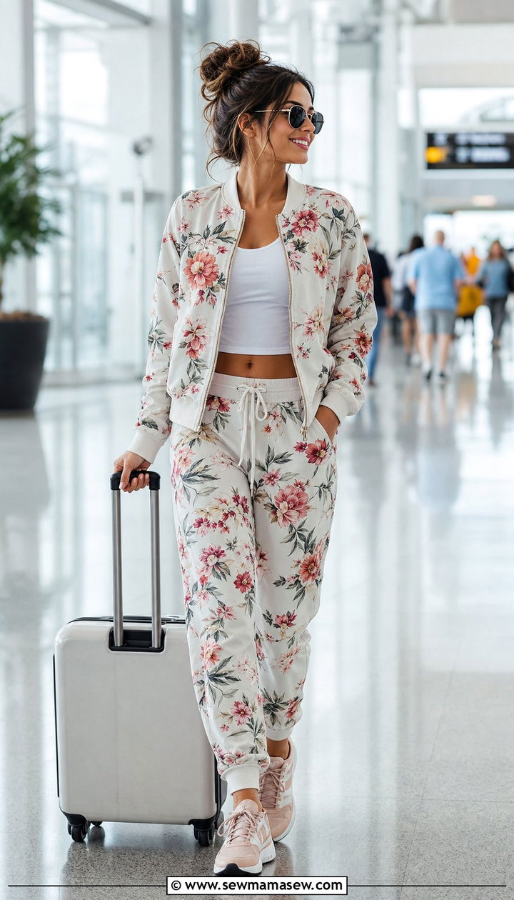 Floral Bomber Jacket and Jogger Set - 25 Coord set outfit ideas floral summer