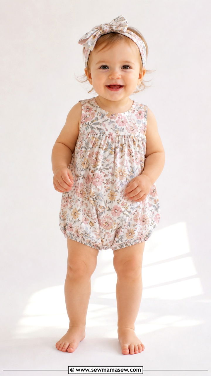 Floral Bubble Romper Baby Girl Outfit - 20 1 year photo outfit ideas