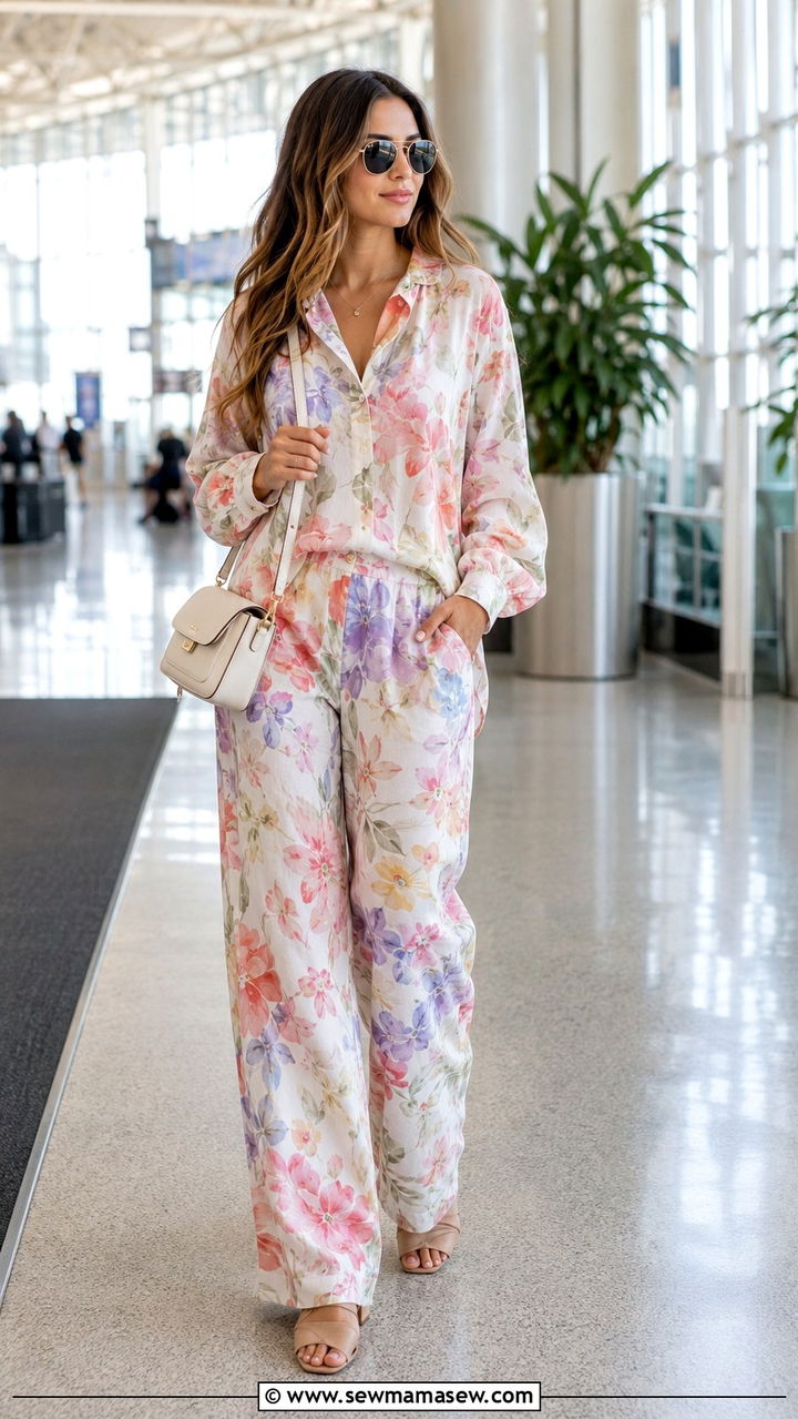 Floral Co Ord Set Airport Outfit - 25 Airport outfit ideas with co-ord set