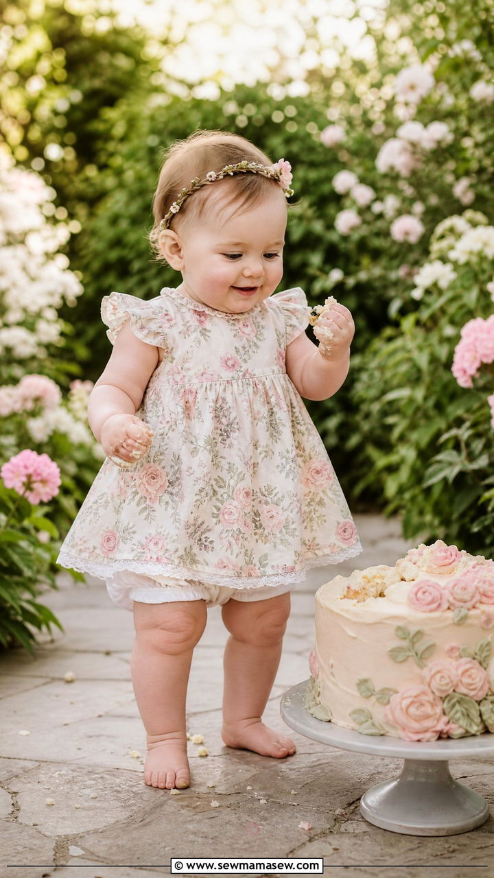 Floral Dress and Bloomers Cake Smash Outfit - 25 Cake smash outfit ideas