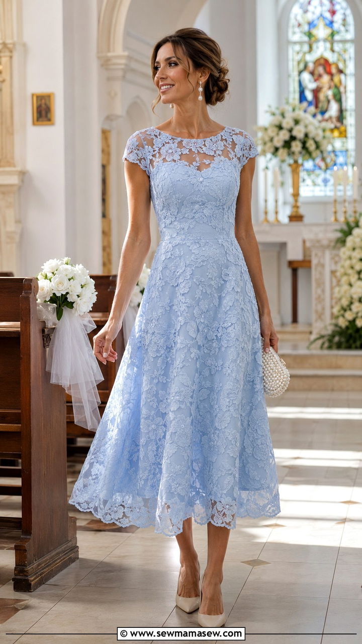 Floral Lace Overlay Dress With Pearl Accessories - 25 Wedding guest outfit ideas floral dress 2026