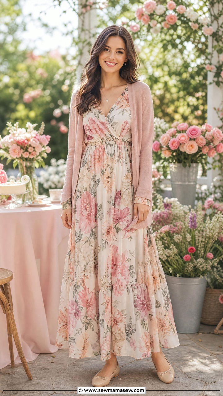 Floral Maxi Dress And Cardigan Modest Birthday Outfit - 25 modest birthday outfit ideas