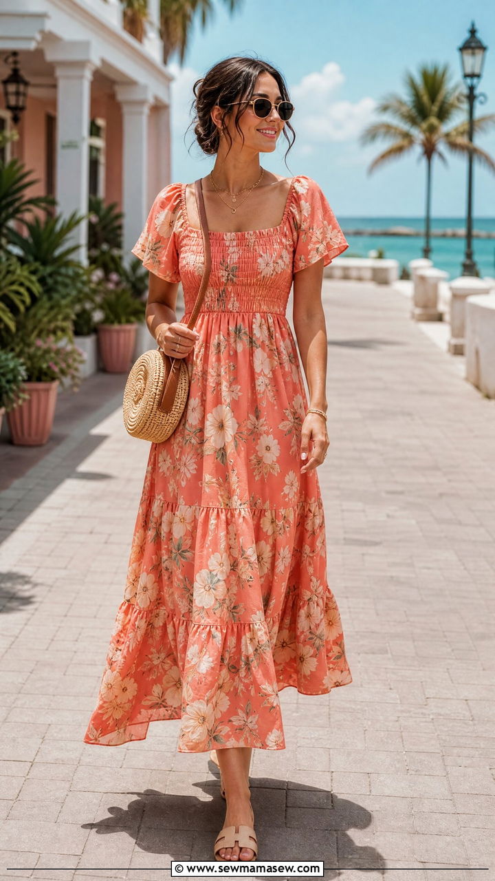 Floral Maxi Dress Beach Vacation Outfit - 25 vacation outfits inspo