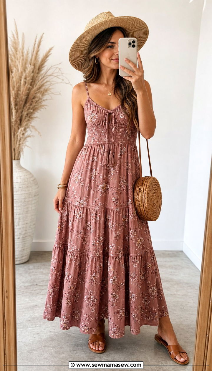 Floral Maxi Dress Boho Outfit - 25 Summer boho outfits 2026