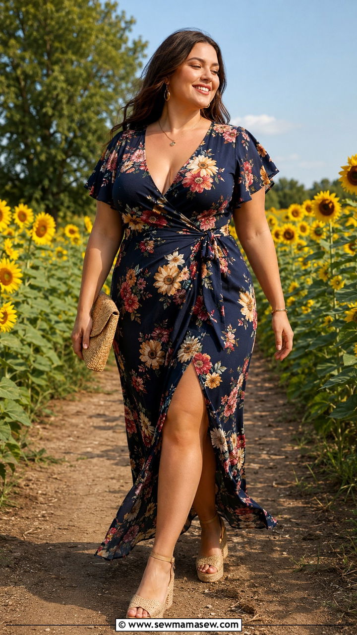 Floral Maxi Dress Curvy Photoshoot Look - 25 Photoshoot outfits for curvy women