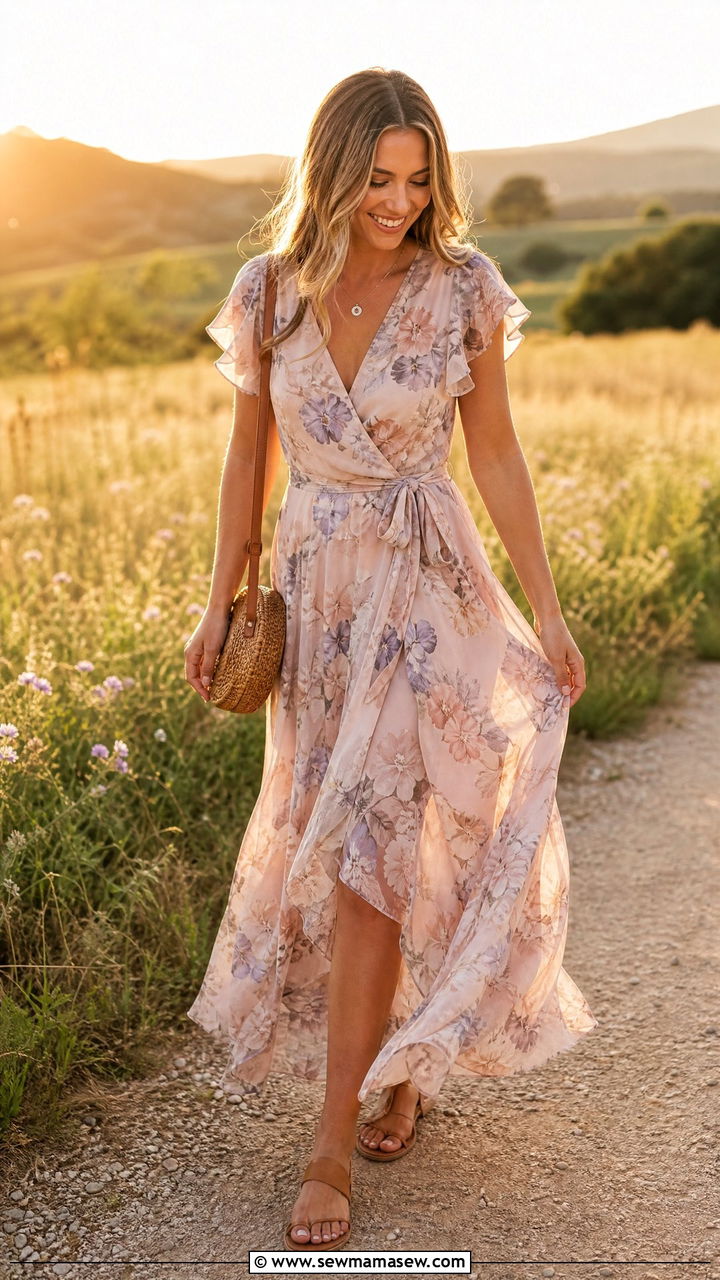 Floral Maxi Dress Engagement Outfit - 30 Engagement session outfit ideas