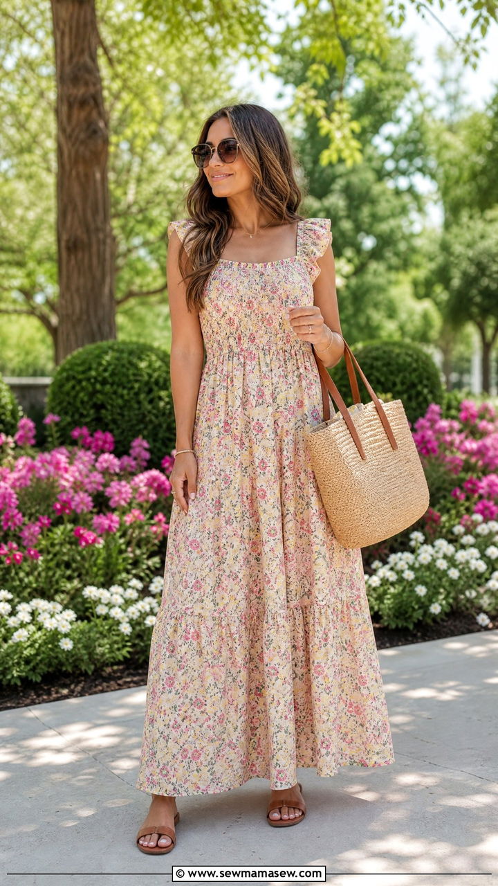 Floral Maxi Dress July Outfit - 35 July outfits for women