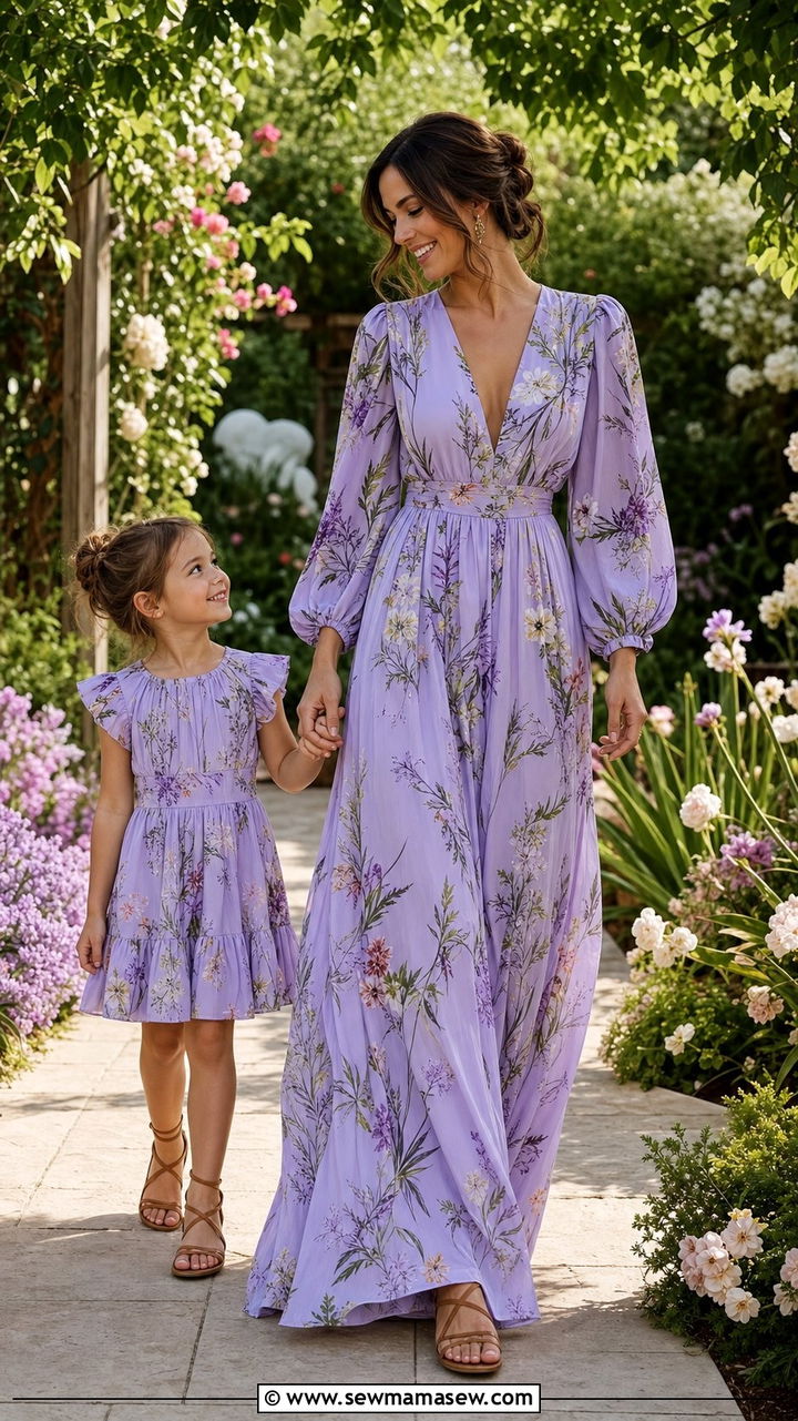 Floral Maxi Dress Outfit For Mom And Daughter - 25 Spring mother daughter outfits