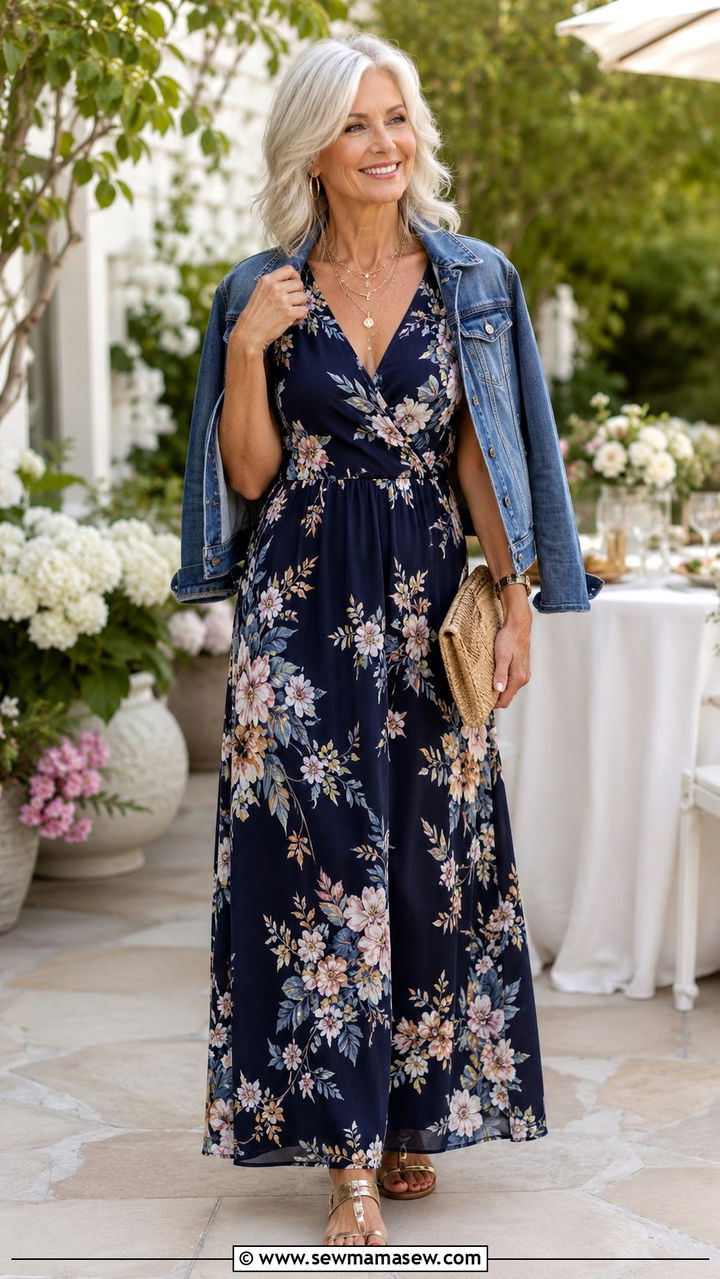 Floral Maxi Dress Outfit for Women Over 50 - 30 Dress outfit ideas for women over 50