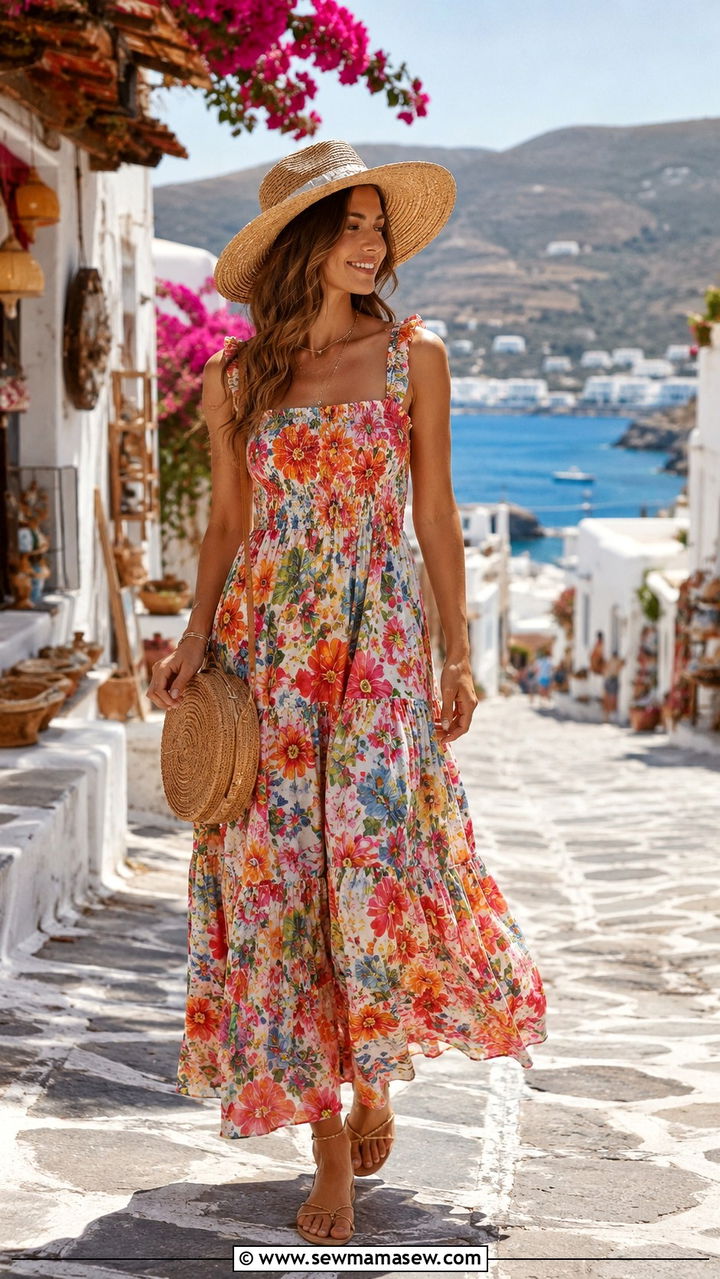 Floral Maxi Dress Vacation Look - 30 cute vacation outfits