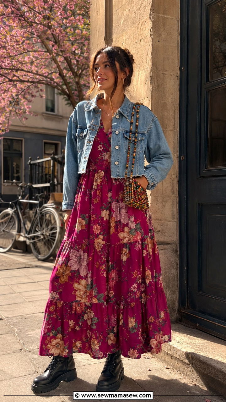 Floral Maxi Dress With Combat Boots Outfit Spring 2026 - 20 Spring 2026 fashion trends women