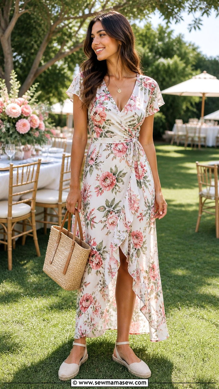 Floral Maxi Dress With Espadrilles - 40 Birthday outfit ideas