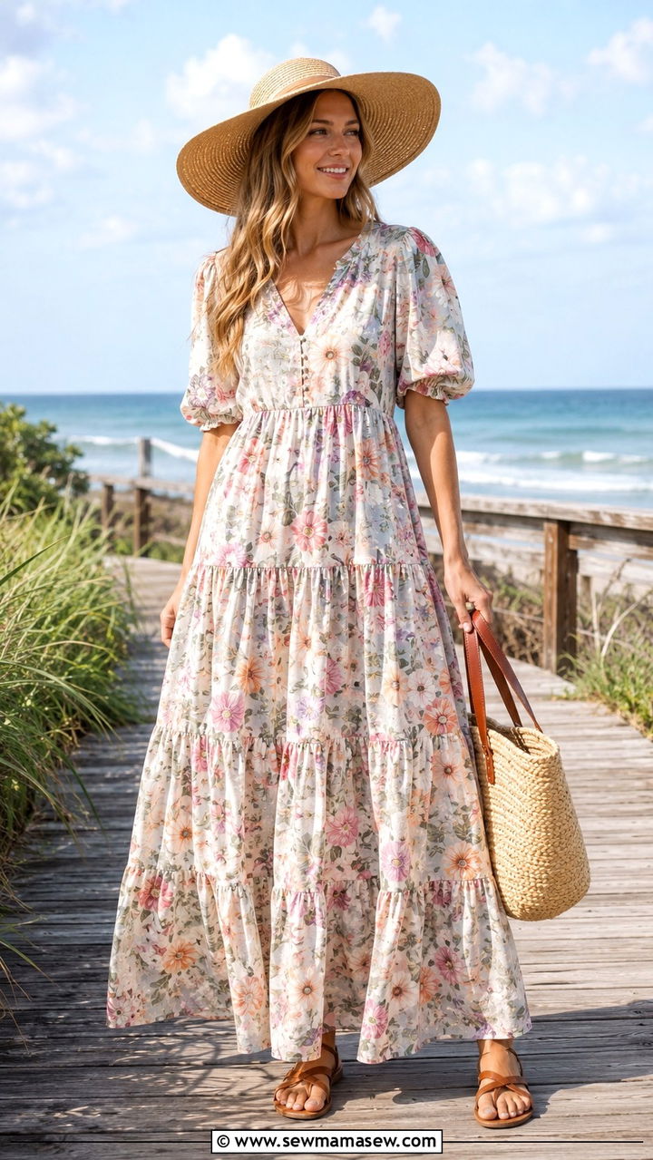 Floral Maxi Dress With Straw Hat - 20 Floral dress outfit ideas 2026