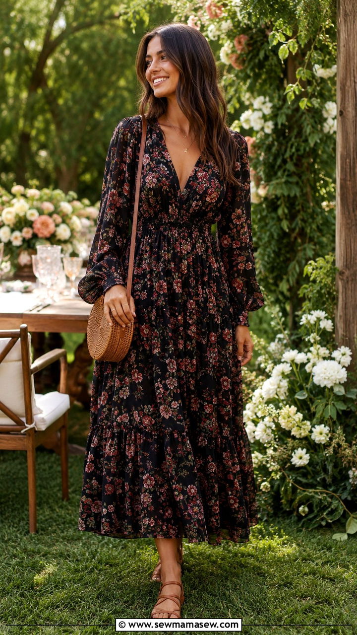 Floral Maxi Dress with Flat Leather Sandals - 25 2026 outfits classy