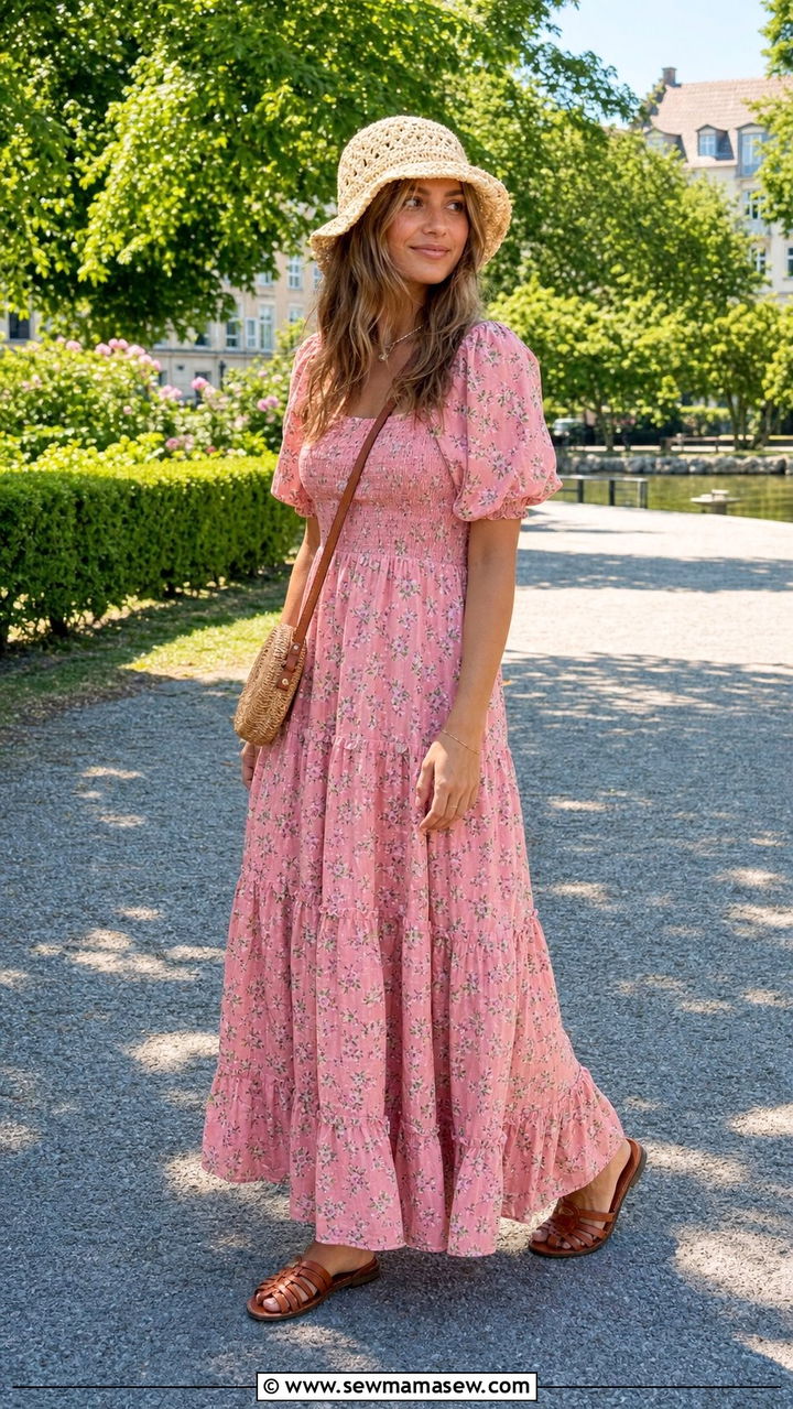 Floral Maxi Dress with Flat Sandals - 25 Copenhagen outfits inspo
