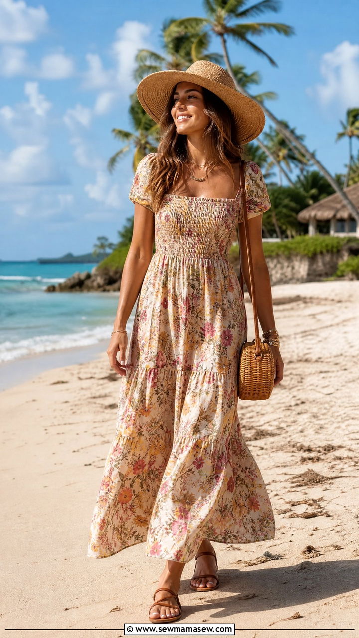 Floral Maxi Dress with Sandals Outfit - 25 how to style dress outfits