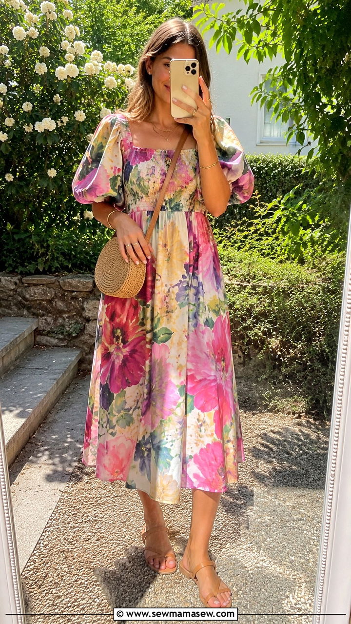 Floral Midi Dress And Flat Sandals - 25 What to wear in spring 2026