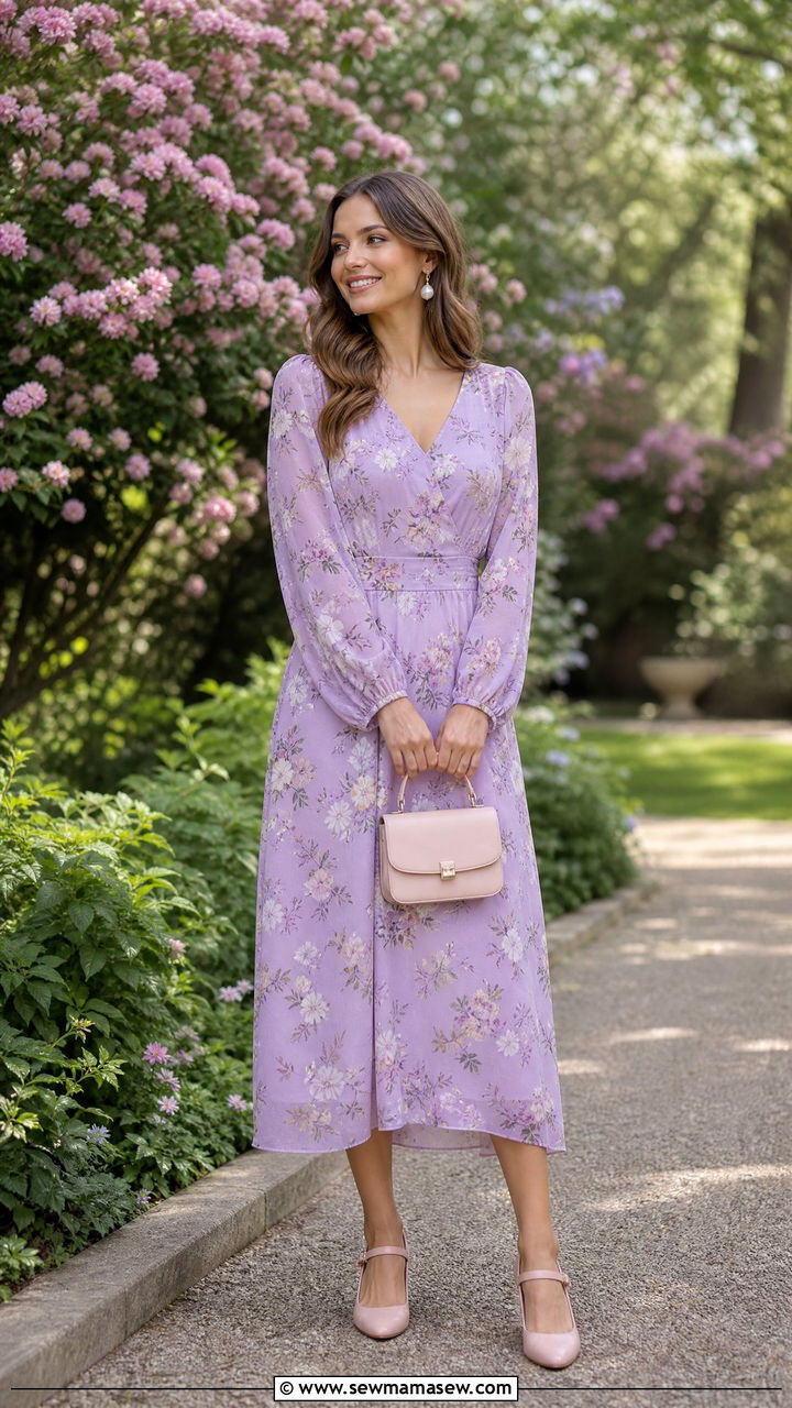 Floral Midi Dress And Mary Janes Spring Look - 25 Spring outfits with mary janes